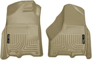 Husky Liners Weatherbeater Floor Mats | Fits 2019-2024 Ram 1500 (Classic Body), 2009-2018 Dodge Ram 1500, 2010-2018 Ram 2500, 3500 (Crew Cab/Mega Cab) | Front Row, 2-pc Tan - 18003