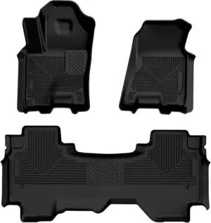 Husky Liners Weatherbeater Floor Mats | Fits 2025 Dodge Ram 1500 Quad Cab | Front & 2nd Row, 3-pc Black - 94571