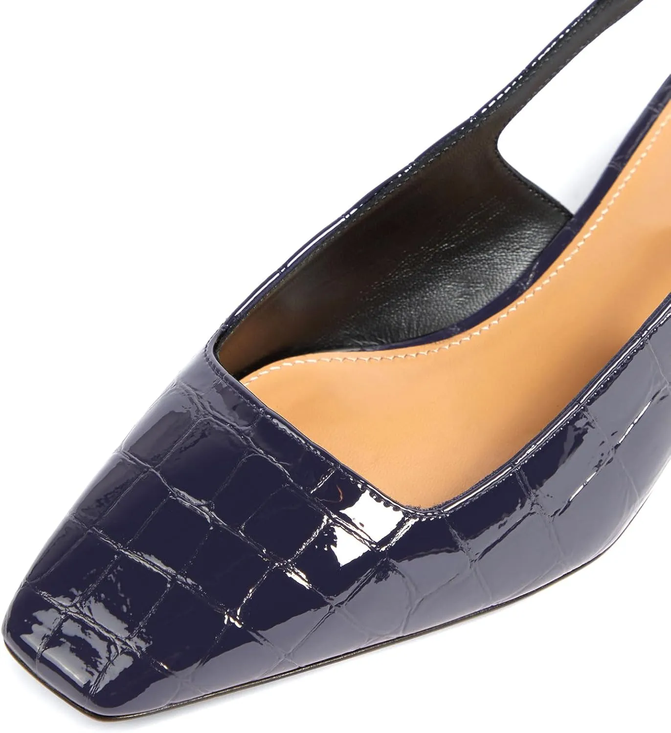 iadore Women Sexy Low Block Heel Shoes Fashion Patent Leather Crocodile Square Toe Slingback Summer Dress Pumps Size 5-12 US