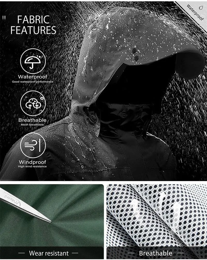iCreek Rain Suit Waterproof Jacket with Pants 2 Pieces Breathable Lightweight Packable Raincoat with Hooded Rain Gear Unisex
