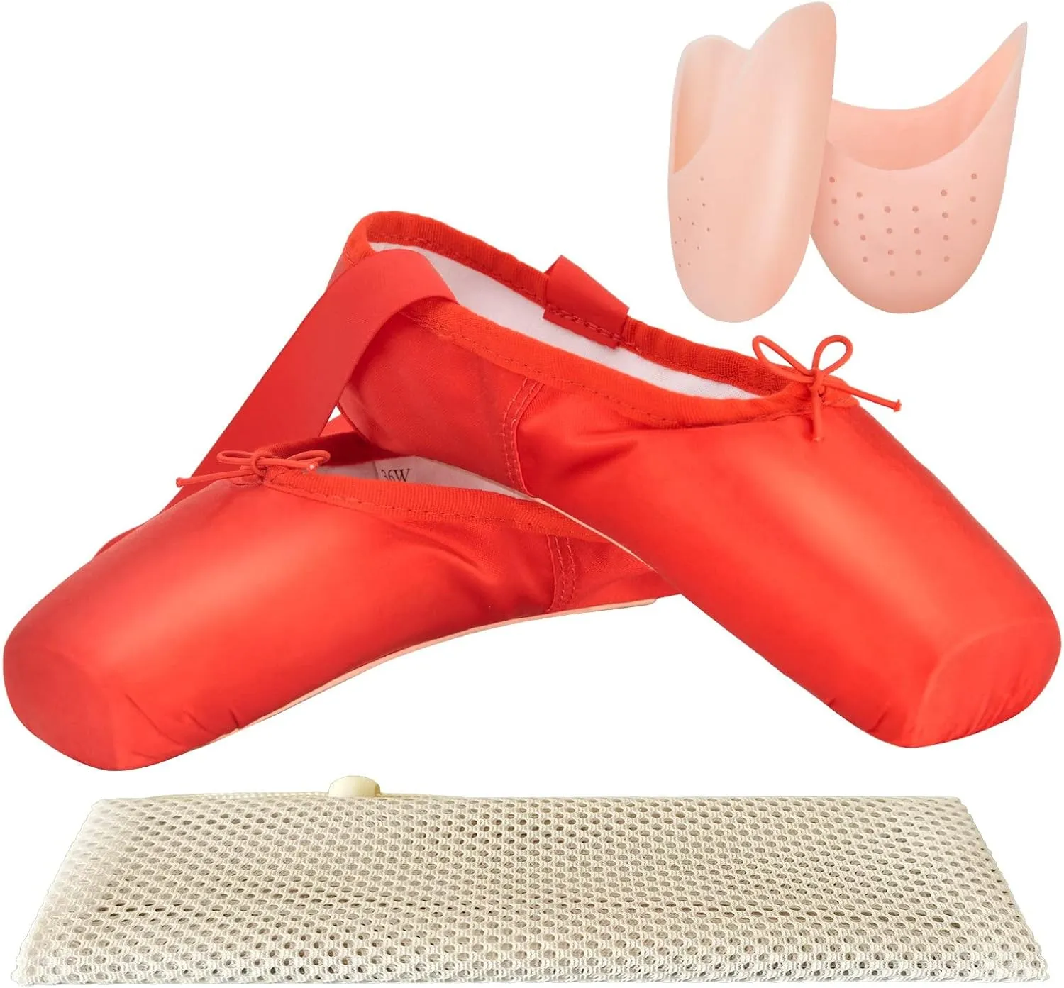 IJONDA Adult Ballet Pointe Shoes for Girls Women with Toe Pads and Mesh Bag