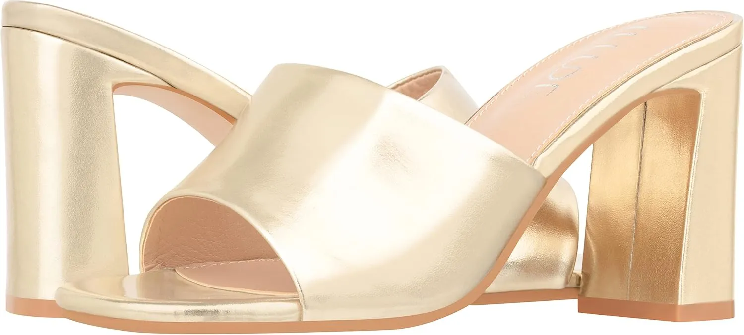 ILLUDE Women’s Block Heel Single Strap Square Toe Heeled Sandal Slip On Mule - Demi - Demi