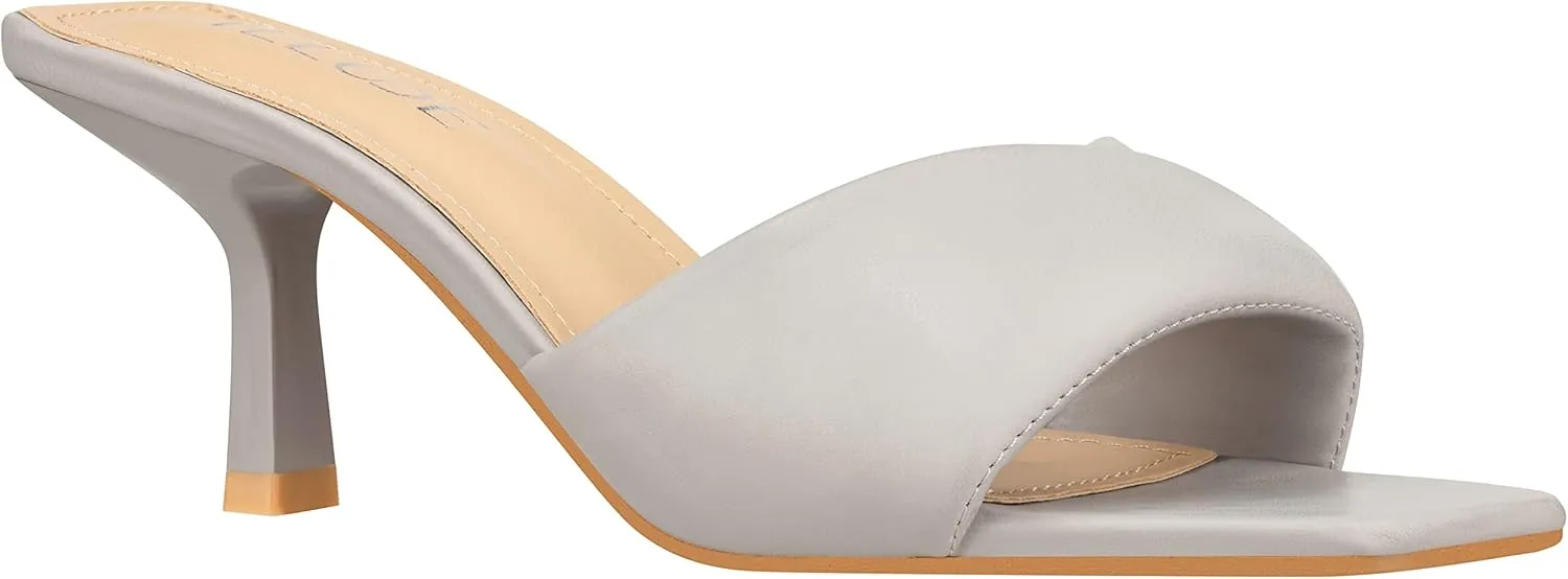 ILLUDE Women’s Low Heel Mules Open Square Toe Slip On Comfortable Cushion Heeled Sandals