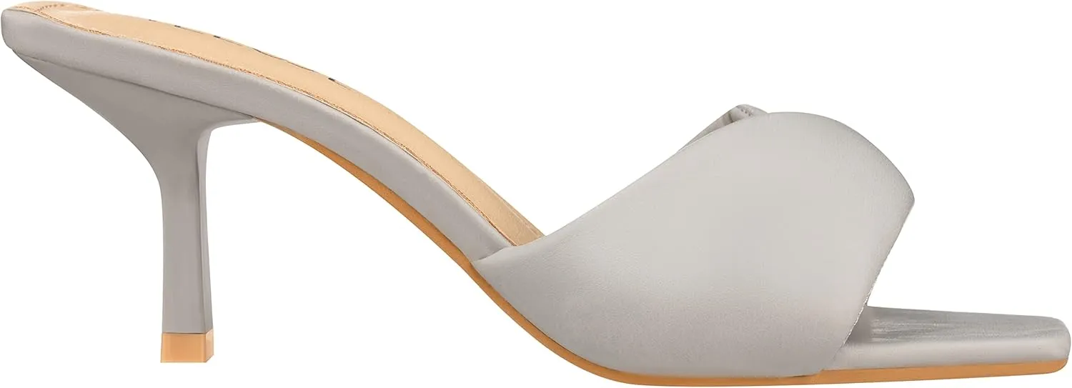 ILLUDE Women’s Low Heel Mules Open Square Toe Slip On Comfortable Cushion Heeled Sandals