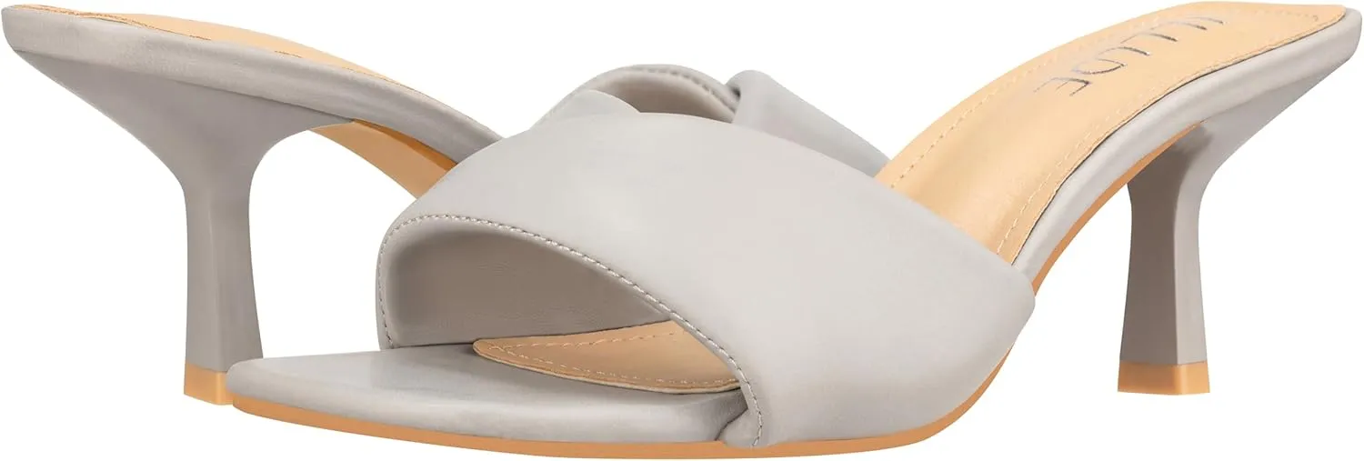 ILLUDE Women’s Low Heel Mules Open Square Toe Slip On Comfortable Cushion Heeled Sandals