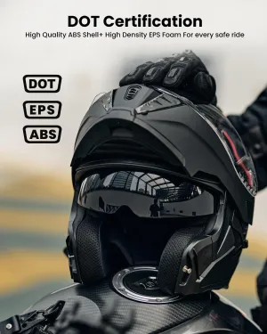 ILM Motorcycle Modular Full Face Helmet for Adult Flip up Dual Visor LED Tail Light Optional DOT