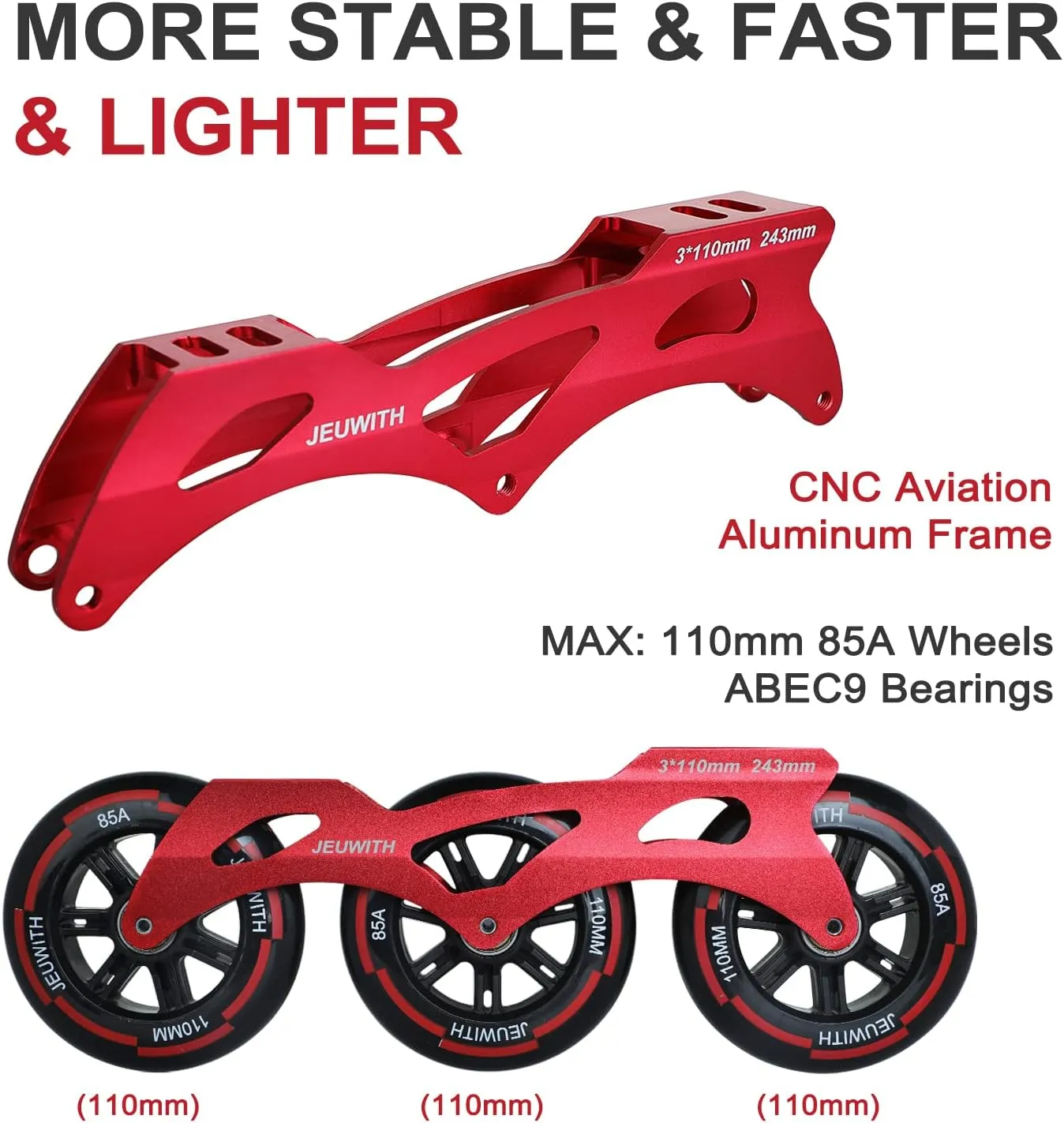 Inline Skates, 3 Wheels 110mm Roller Skates Blades for Adult Women Men, Professional Outdoor Fitness Inline Speed Skates for Unisex
