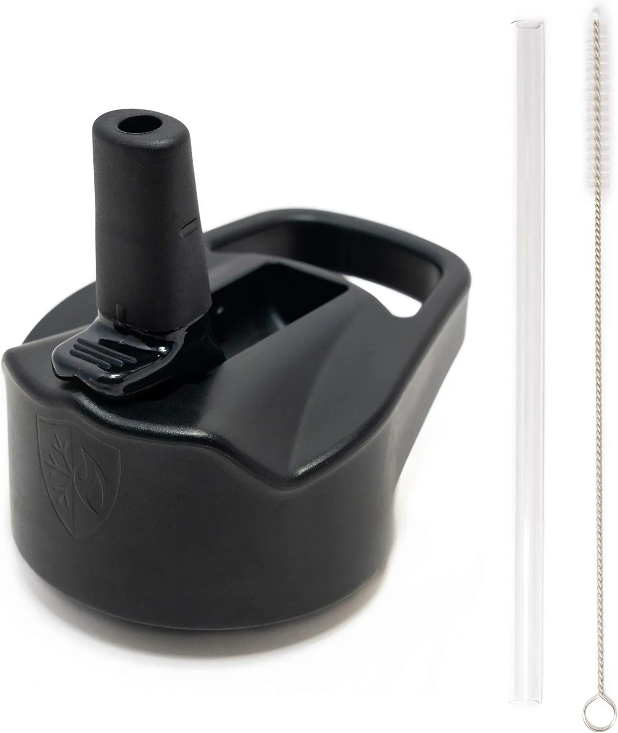 Insulated Wide Mouth Straw Lid Cap with Tritan Straw and Straw Cleaning Brush for Hydro Flask (Black, 40oz)