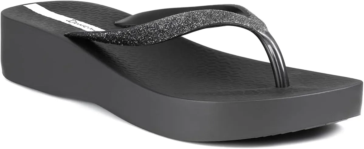 Ipanema Women's Mesh Chic Platform Flip Flops - Comfortable and Trendy Summer Platform Sandals with Glittery Straps, Anatomic Footbed & Non-Slip Sole