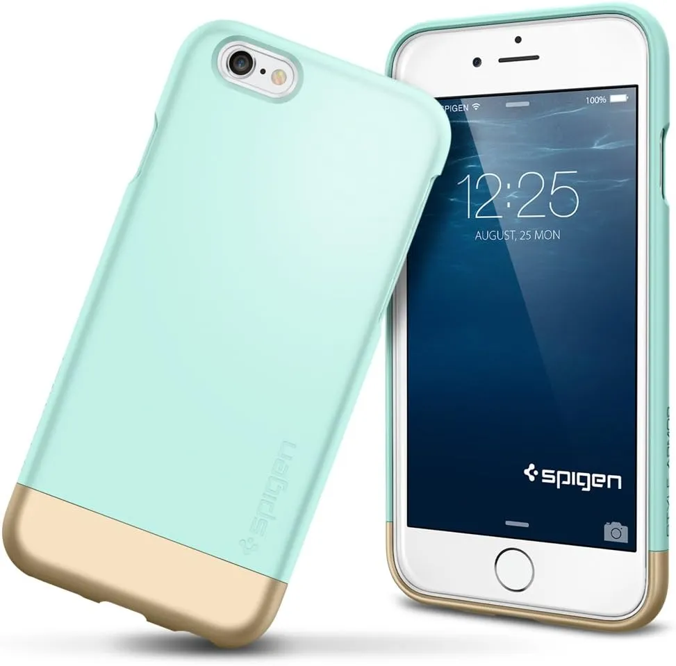 iPhone 6 Case, Spigen [Safe Slide] Stylish Color [Style Armor] [Mint] SOFT-Interior Scratch Protection with Dual Layer Trendy Hard Case for iPhone 6 / 6s - Mint (SGP11046)