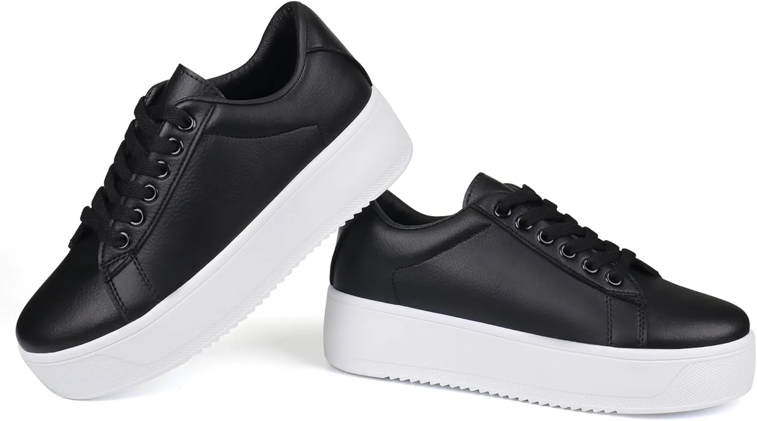 JABASIC Women Fashion Sneakers Low-top Lace-Up Stylish Walking Shoes Comfort Platform Sneakers