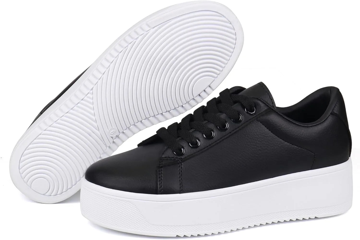 JABASIC Women Fashion Sneakers Low-top Lace-Up Stylish Walking Shoes Comfort Platform Sneakers