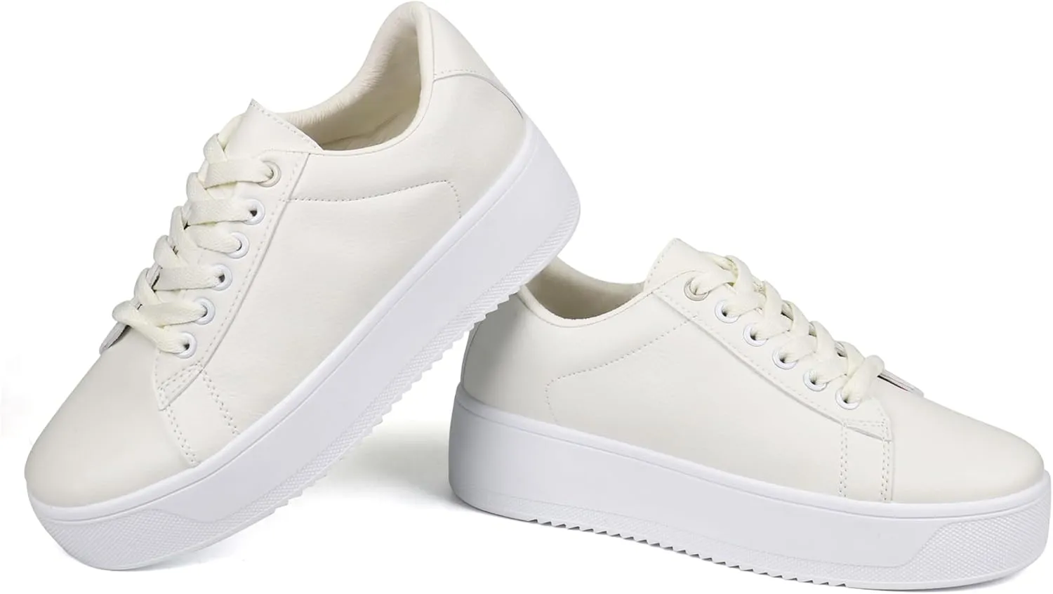 JABASIC Women Fashion Sneakers Low-top Lace-Up Stylish Walking Shoes Comfort Platform Sneakers