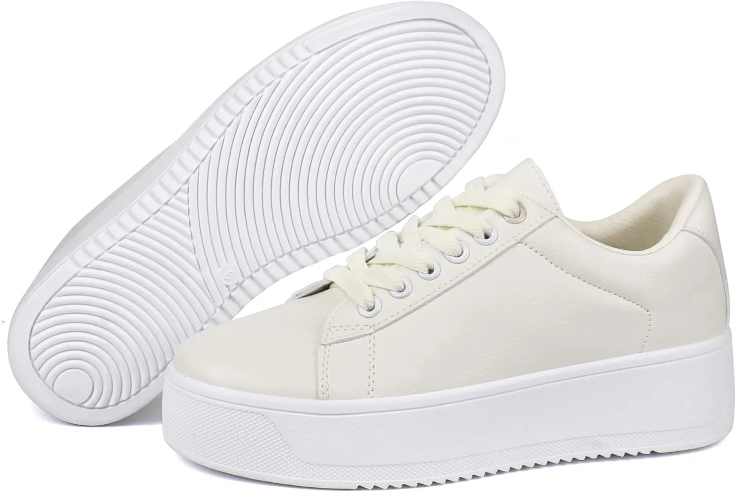 JABASIC Women Fashion Sneakers Low-top Lace-Up Stylish Walking Shoes Comfort Platform Sneakers