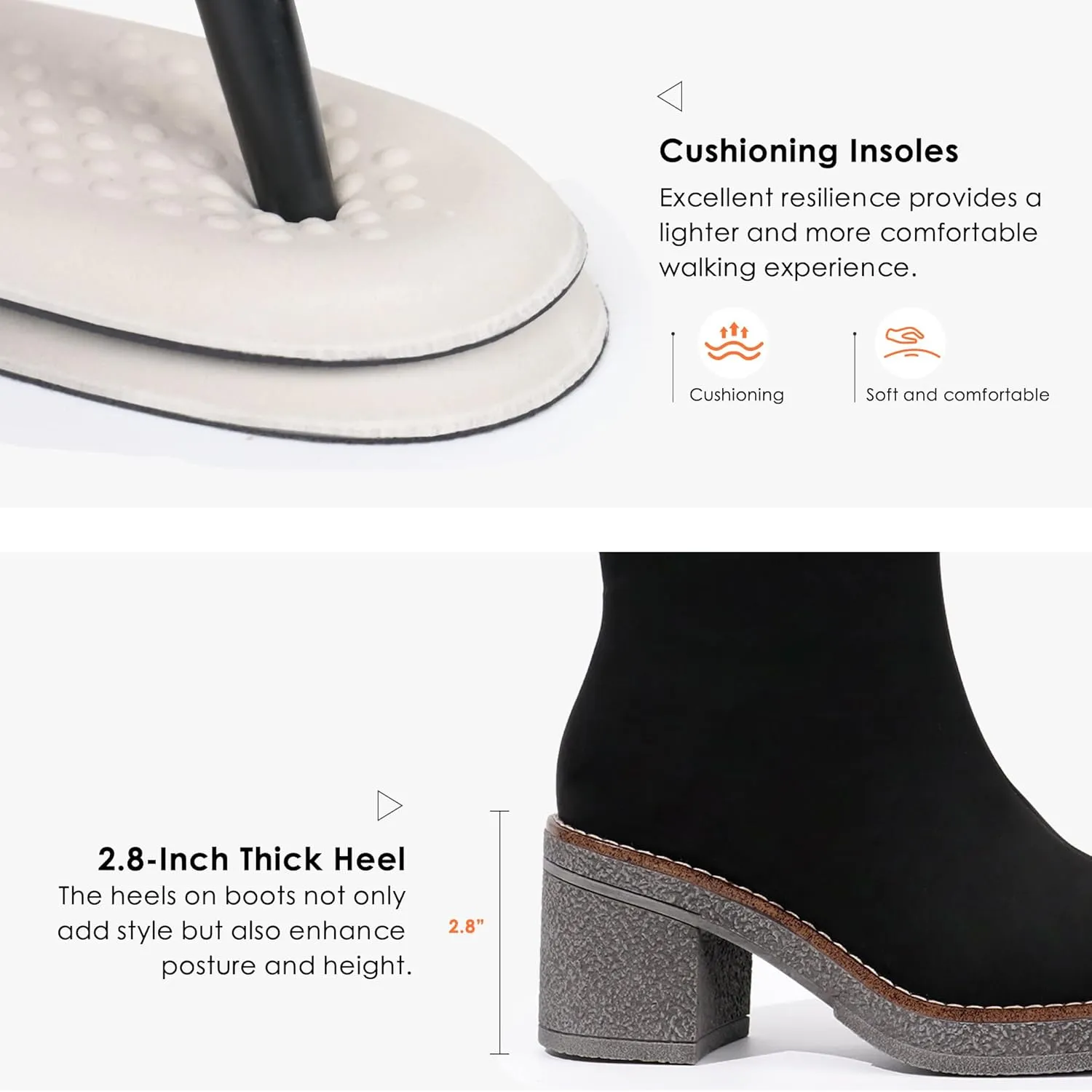 JABASIC Womens Water-resistant Ankle Boots Low Heel Chunky Heel Booties Side Zipper Dress Boots