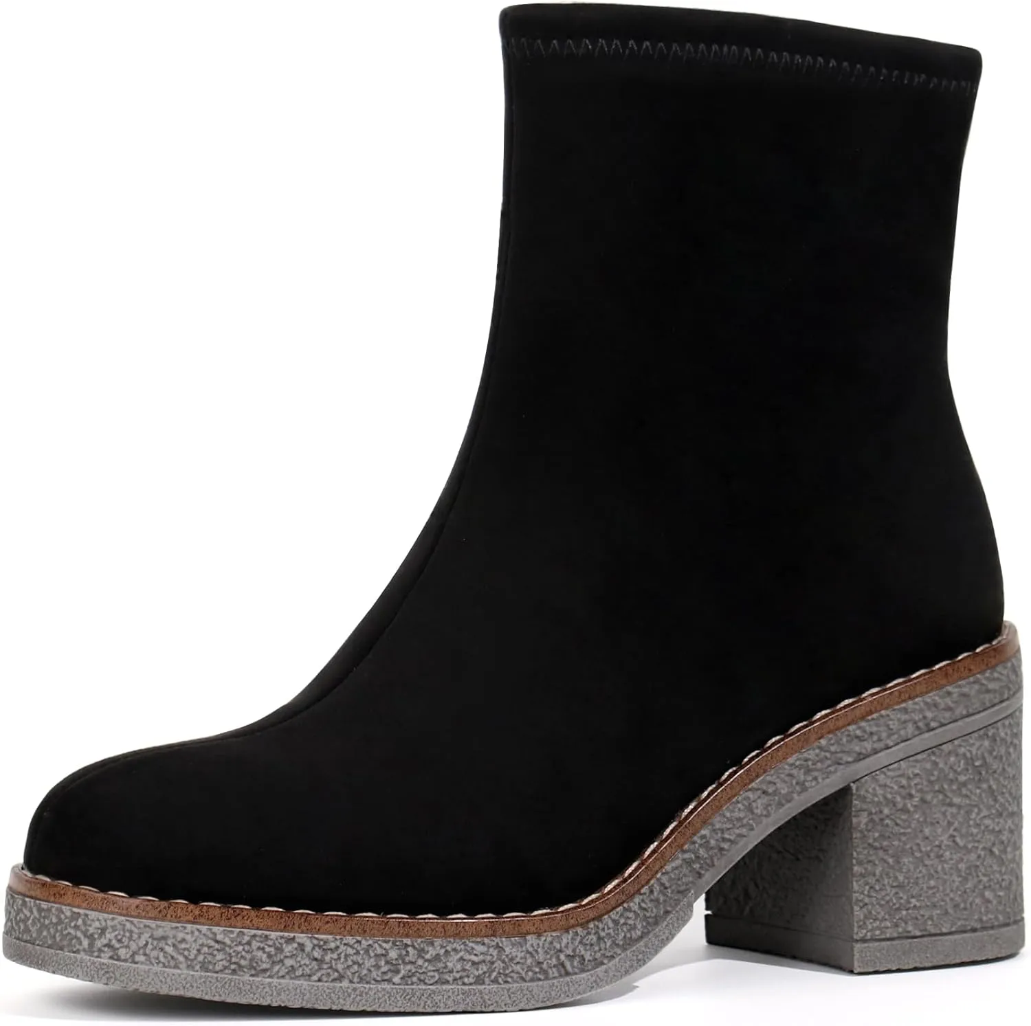 JABASIC Womens Water-resistant Ankle Boots Low Heel Chunky Heel Booties Side Zipper Dress Boots