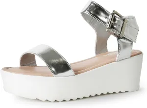 J.Adams Surf Platform Sandals – Women's Open Toe Chunky Low Mid Heel Wide Summer Block Flatform Espadrille Wedge – Comfortable Casual Walking Vegan Jelly Flat Shoes with Adjustable Ankle Strap and Lug Sole
