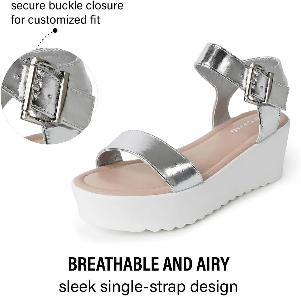 J.Adams Surf Platform Sandals – Women's Open Toe Chunky Low Mid Heel Wide Summer Block Flatform Espadrille Wedge – Comfortable Casual Walking Vegan Jelly Flat Shoes with Adjustable Ankle Strap and Lug Sole