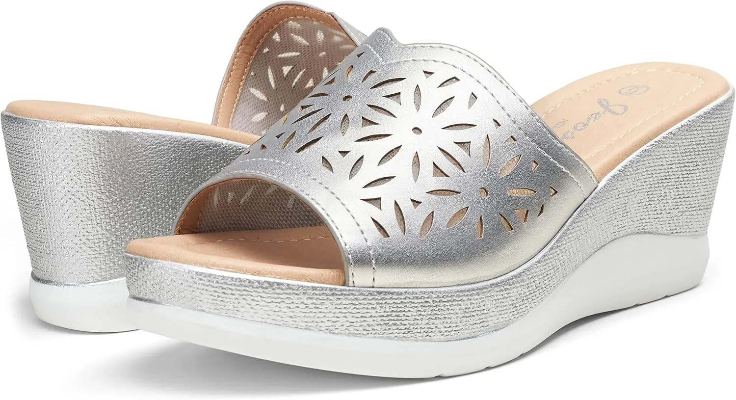 Jeossy Women's Platform Wedge Sandals Slip On 825 Peep Toe High Heel Sandals