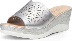 Jeossy Women's Platform Wedge Sandals Slip On 825 Peep Toe High Heel Sandals