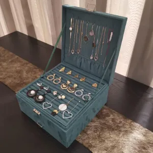 Jewellery Organiser Box, Jewelry Box 3-layer Jewelry Box Storage Box Necklace Ring Bracelet Bracelet Earrings Watch Jewelry Storage Box Velvet Jewelry Box Jewelry Boxes and Organizers