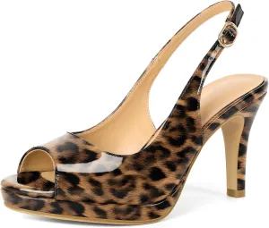 Joseywade Women's Slingback Heels Peep Toe Platform Stilettos 3.5 Inch High Heel Dress Shoes