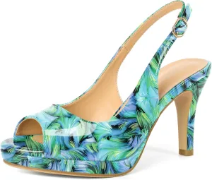 Joseywade Women's Slingback Heels Peep Toe Platform Stilettos 3.5 Inch High Heel Dress Shoes