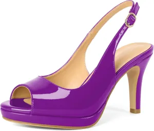 Joseywade Women's Slingback Heels Peep Toe Platform Stilettos 3.5 Inch High Heel Dress Shoes