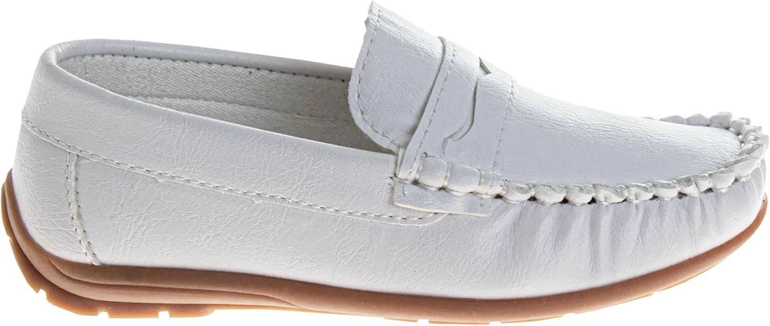 Josmo Boys Moccasin Driving Loafers - Casual Dress Penny Slip On Boat Shoes (Sizes: 5-10 Toddlers / 11-13 Little Kids / 1-5 Big Kids)