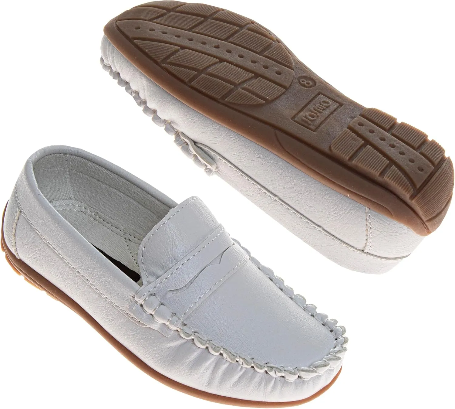 Josmo Boys Moccasin Driving Loafers - Casual Dress Penny Slip On Boat Shoes (Sizes: 5-10 Toddlers / 11-13 Little Kids / 1-5 Big Kids)