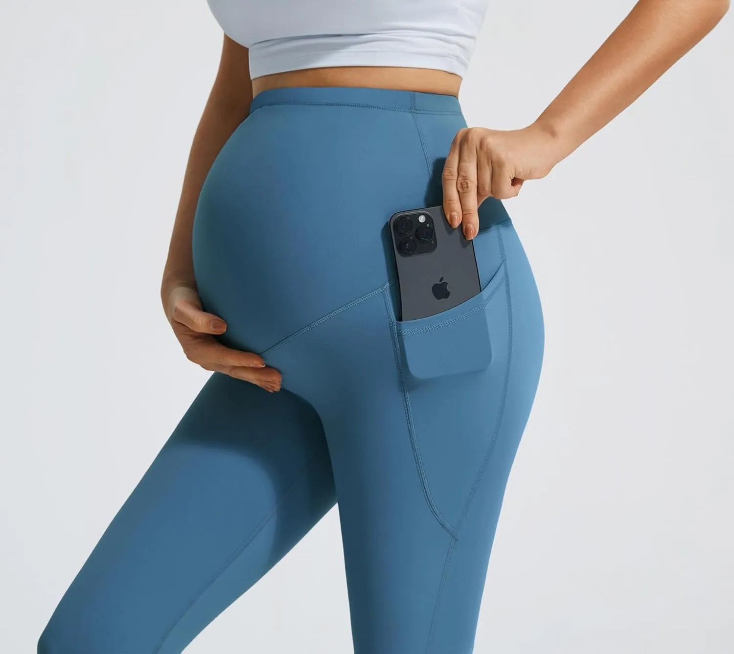 JOYSPELS Smooth Feeling Flare Maternity Leggings Over The Belly with Pockets Soft Bootcut Pregnancy Yoga Pants
