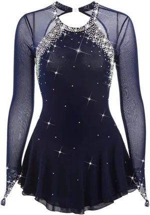 JRUIA Artistic Ice Skating Competition Dresses for Girls Women's Figure Skating Leotard Costume Ballet Gymnastics Crystal