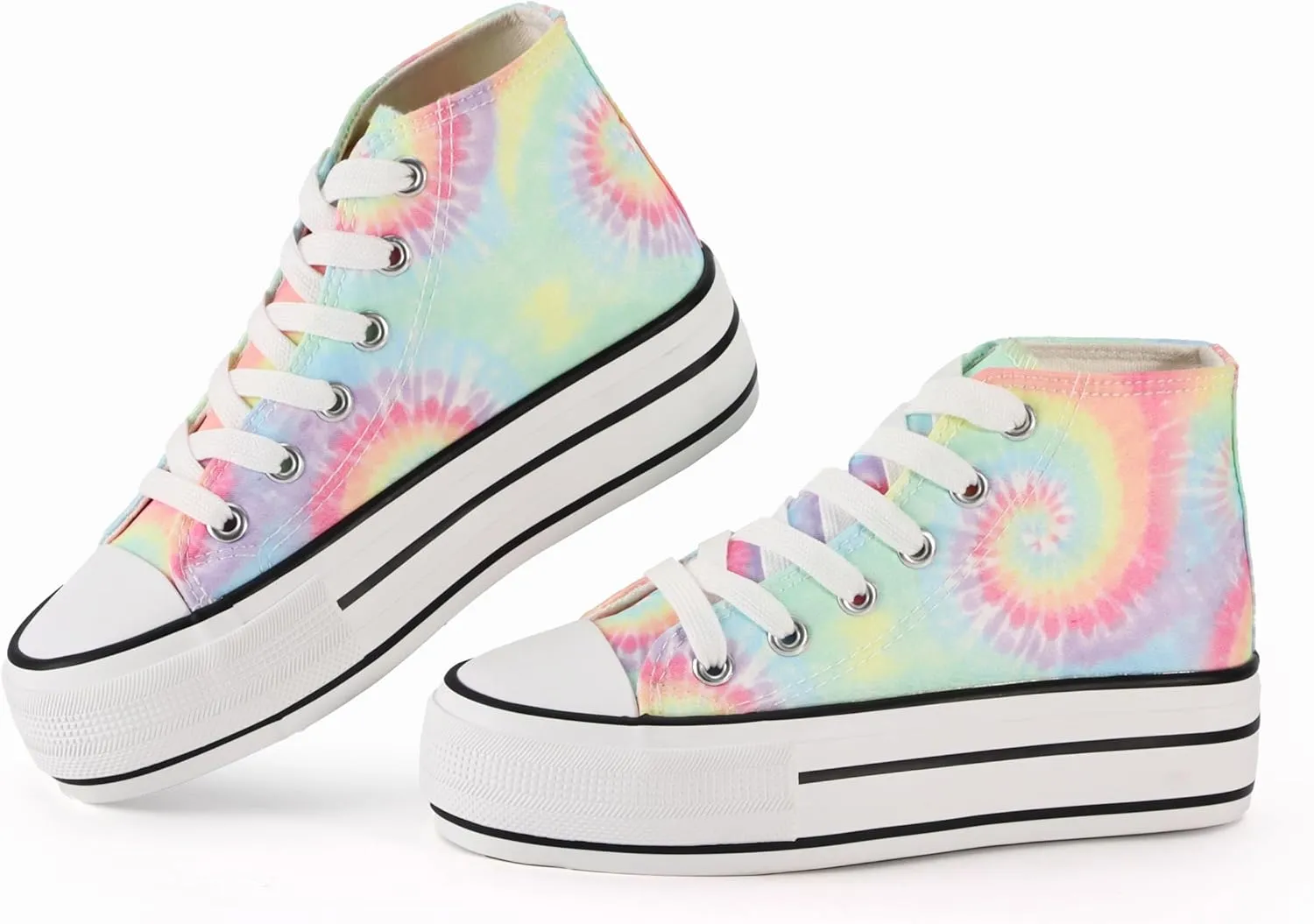 JUDIS Girls’ Platform Canvas Shoes Lace-up Fashion Sneakers Low Top and High Top Casual Shoes for Girls