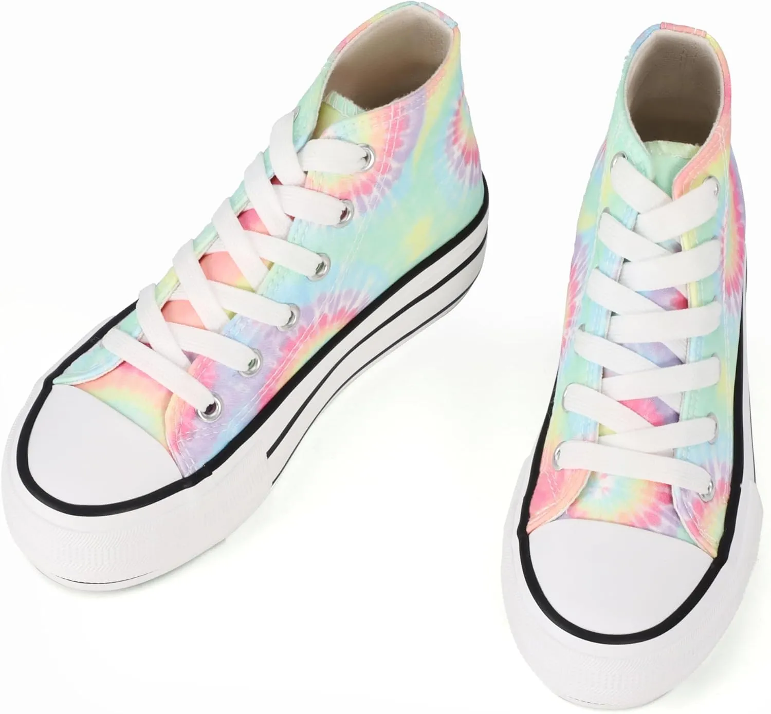JUDIS Girls’ Platform Canvas Shoes Lace-up Fashion Sneakers Low Top and High Top Casual Shoes for Girls
