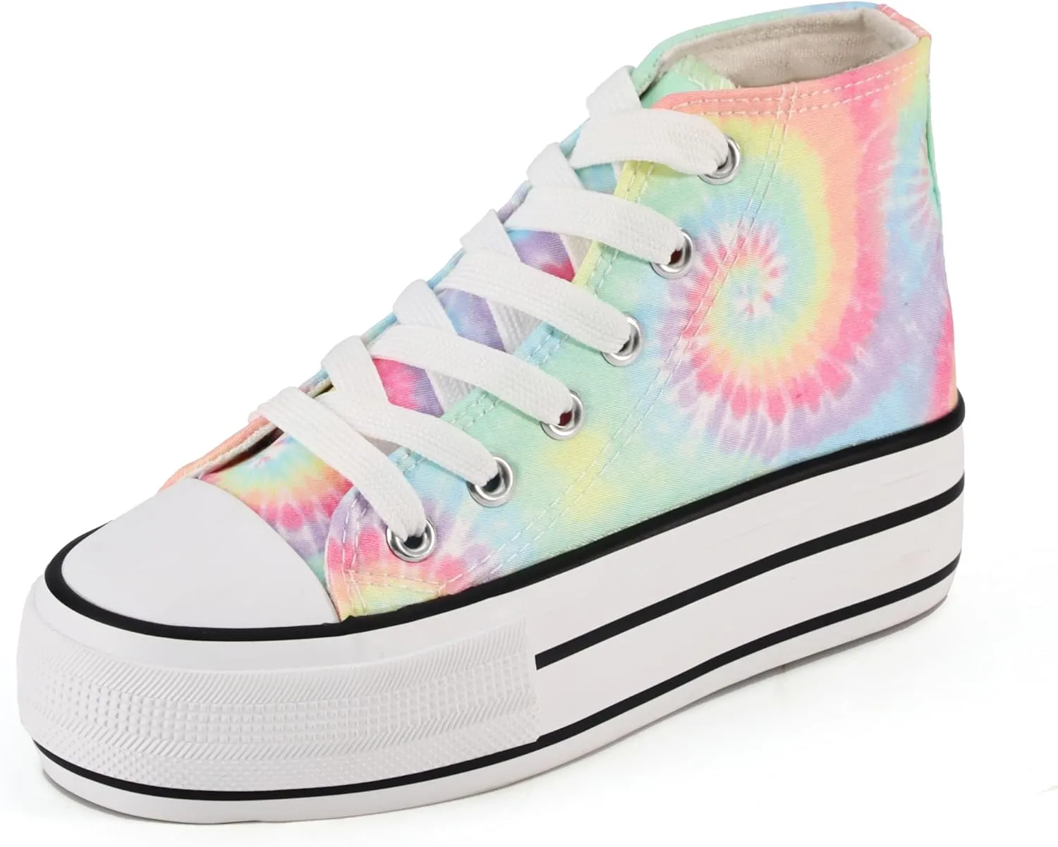 JUDIS Girls’ Platform Canvas Shoes Lace-up Fashion Sneakers Low Top and High Top Casual Shoes for Girls