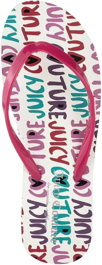JUICY COUTURE Flip Flops, Soft Lightweight Beach Sandals for Women, Casual Slippers Shower Beach Pool Flat Slides Shoes