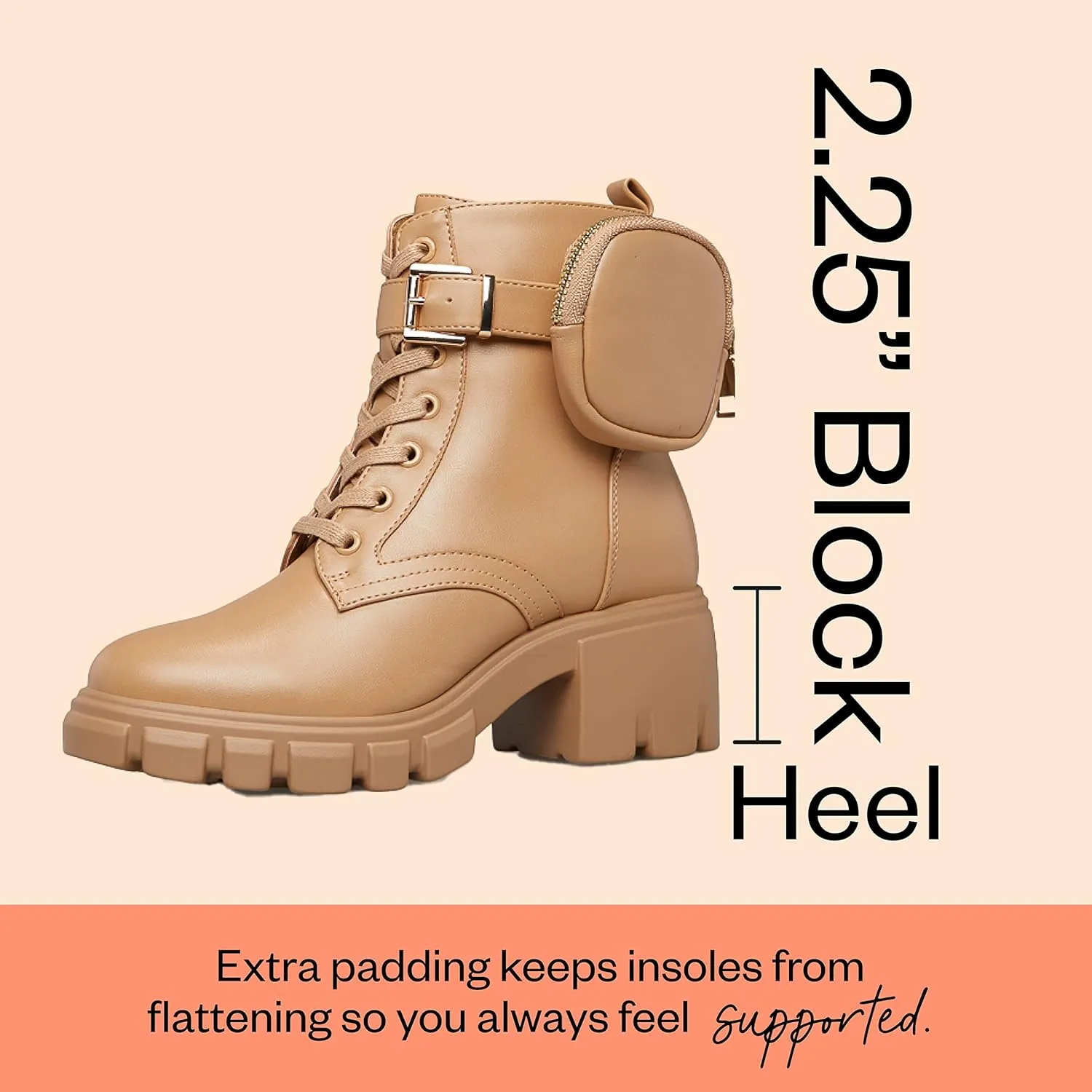 JustFab Womens Combat Boots Fall Boots Lace-up Combat Boots Ankle Booties Platform Shoes for Women - Reverie