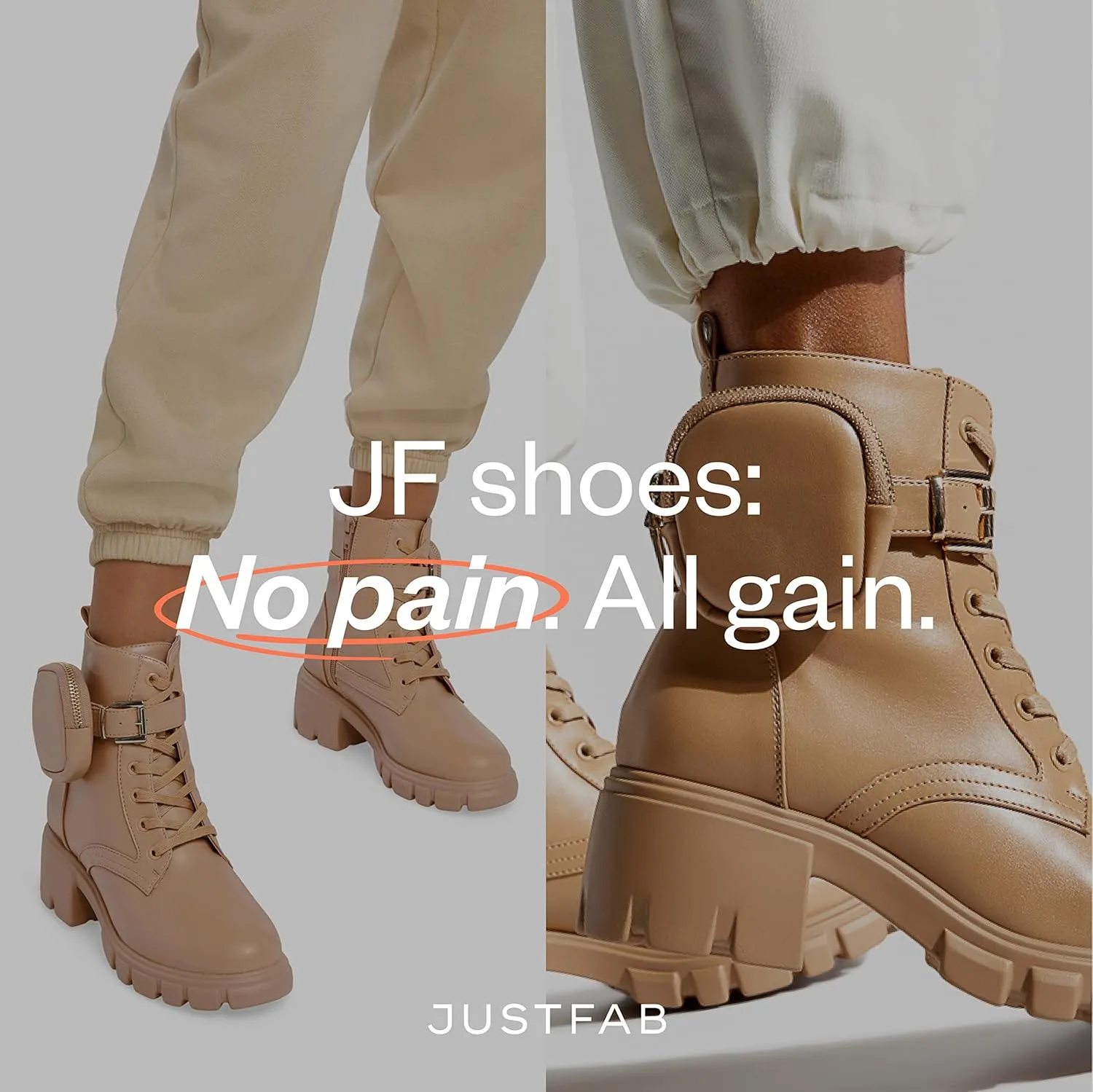 JustFab Womens Combat Boots Fall Boots Lace-up Combat Boots Ankle Booties Platform Shoes for Women - Reverie