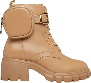 JustFab Womens Combat Boots Fall Boots Lace-up Combat Boots Ankle Booties Platform Shoes for Women - Reverie