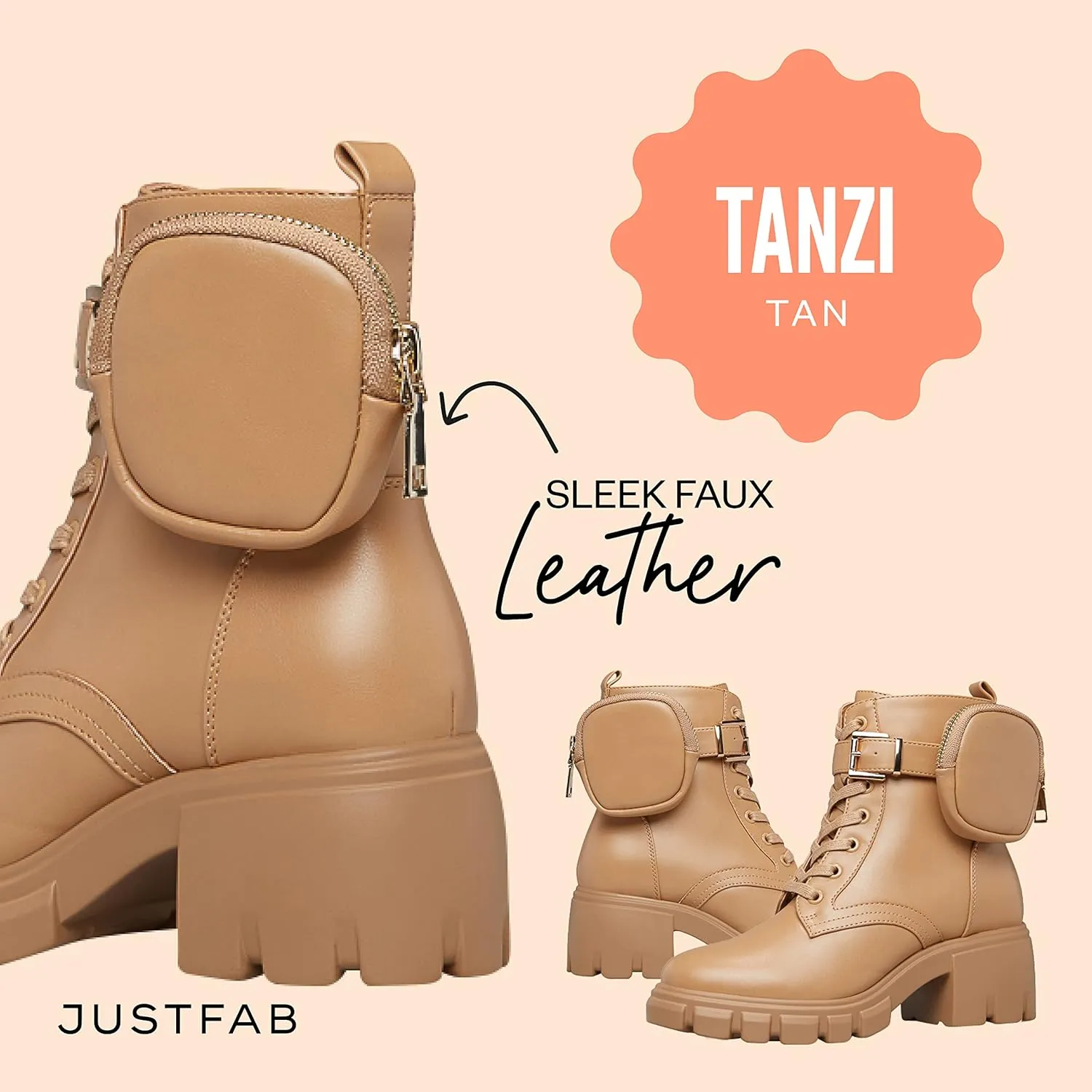 JustFab Womens Combat Boots Fall Boots Lace-up Combat Boots Ankle Booties Platform Shoes for Women - Reverie