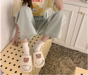 Kawaii Bear Slipper Cute Home Slide Cloud Slides Extra Soft for Beach Bathroom Women Teen Girls