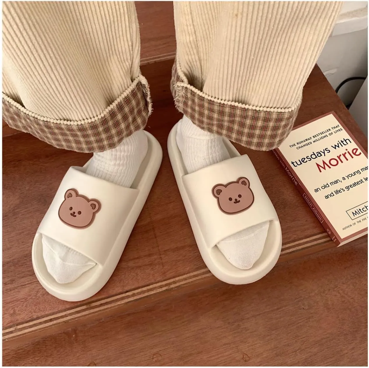 Kawaii Bear Slipper Cute Home Slide Cloud Slides Extra Soft for Beach Bathroom Women Teen Girls