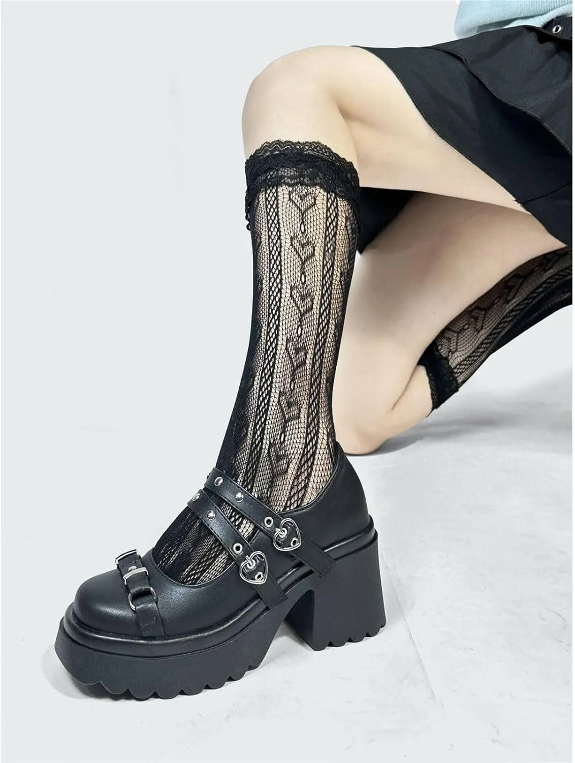 Kawii Shoes Bow Pearl Heels Lolita Platform Heels for Women Lace Cute Mary Janes Pumps
