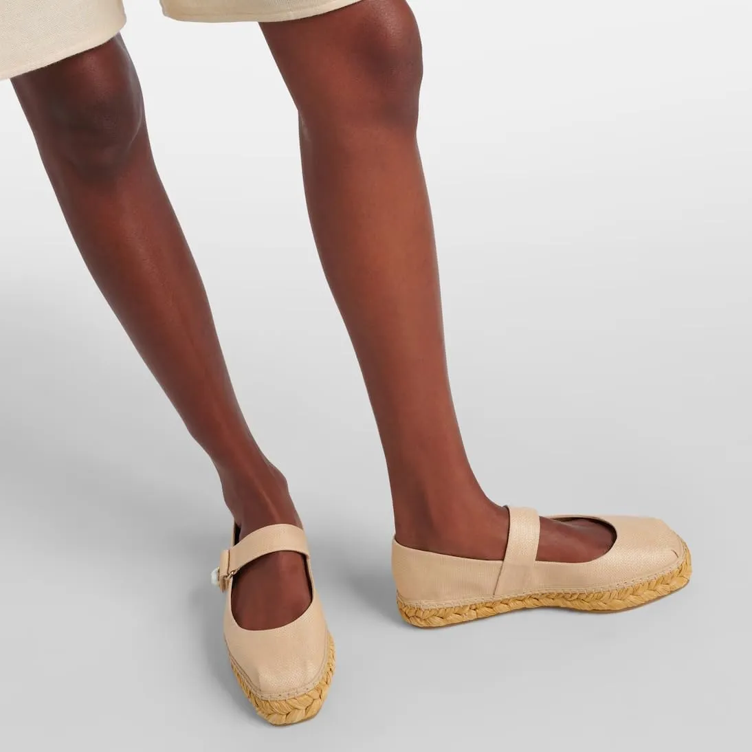 keleimusi Women's Mary Jane Metallic Espadrilles Flats with Pearl Buckle Strap Platform Espadrilles Woven Outsole Shoes Canvas Summer Flats