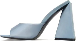 keleimusi Women's Trendy Square Toe Block Heel Dress Mules with Wide Strap