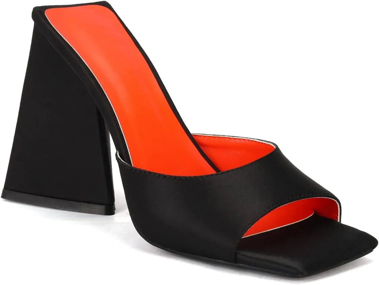 keleimusi Women's Trendy Square Toe Block Heel Dress Mules with Wide Strap
