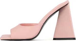 keleimusi Women's Trendy Square Toe Block Heel Dress Mules with Wide Strap