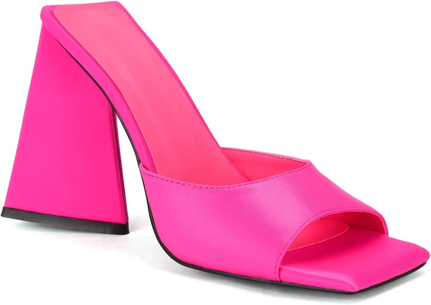 keleimusi Women's Trendy Square Toe Block Heel Dress Mules with Wide Strap