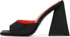 keleimusi Women's Trendy Square Toe Block Heel Dress Mules with Wide Strap