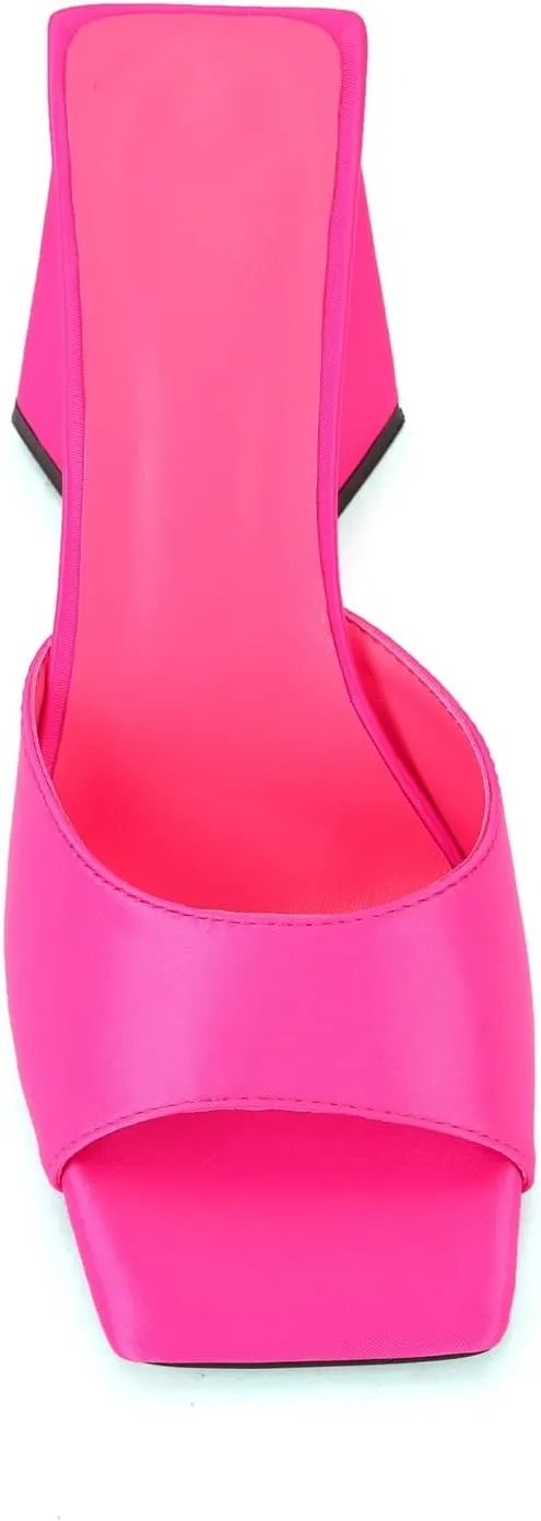 keleimusi Women's Trendy Square Toe Block Heel Dress Mules with Wide Strap